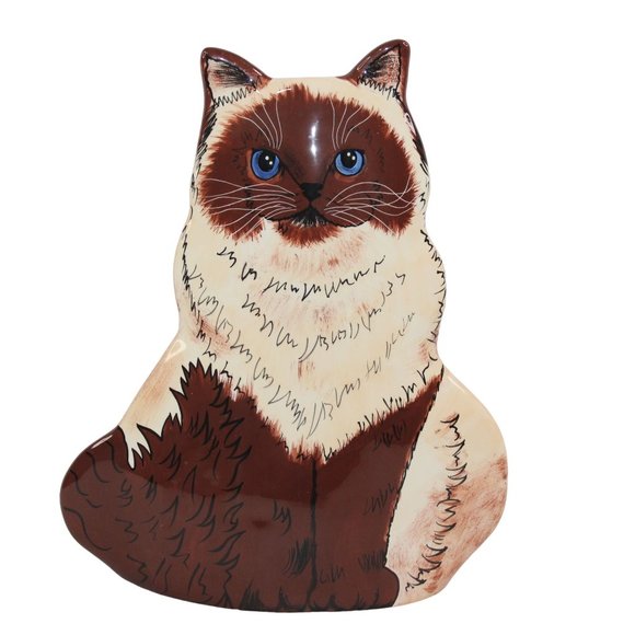 Nina Lyman Other - Himalayan Rag Doll Siamese 11.5" Cat Hand Painted Ceramic Vase By Nina Lyman